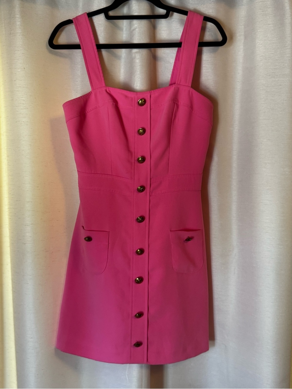 Amanda Uprichard Vibrant Pink Button Mini Dress